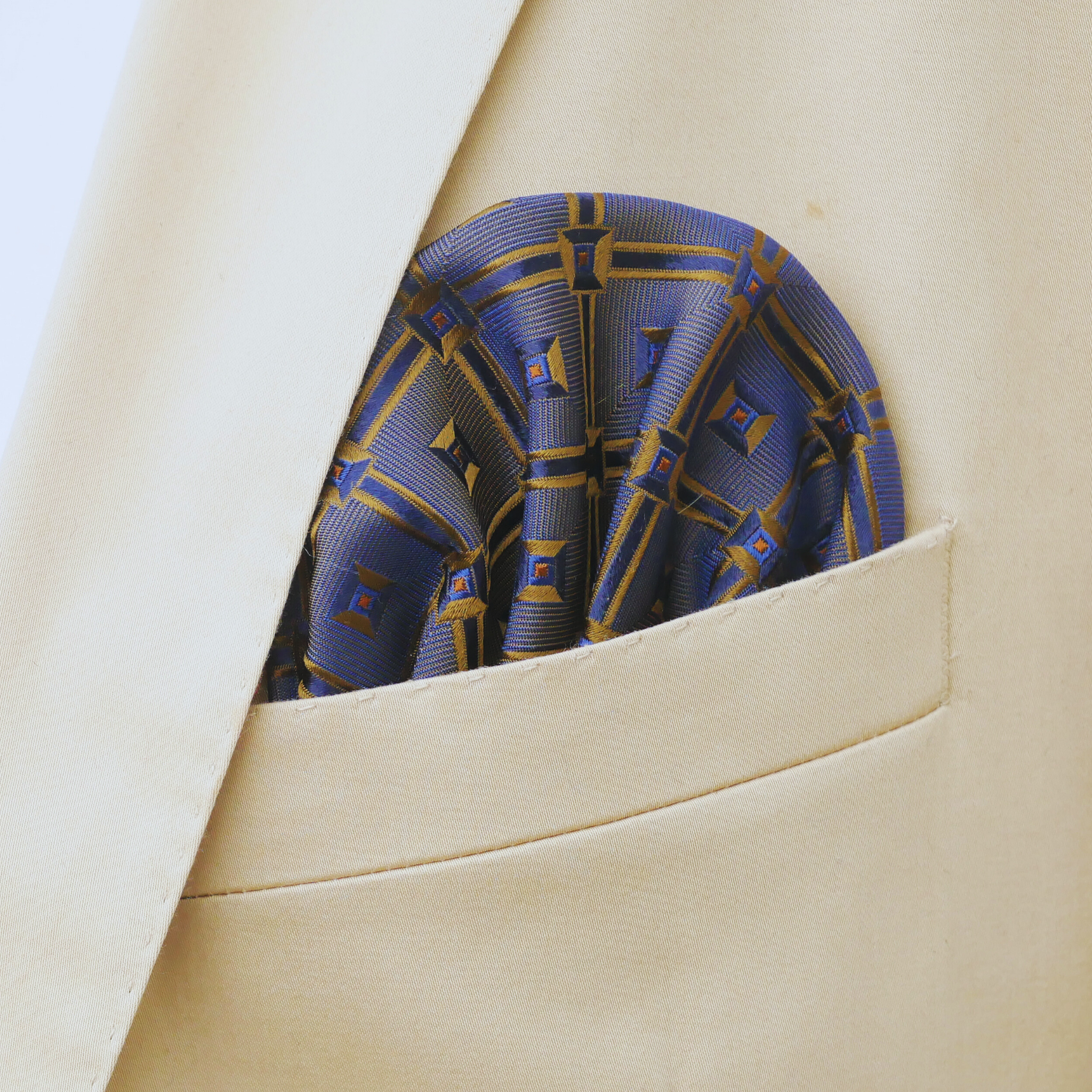 Einstecktuch blau mit Mustern