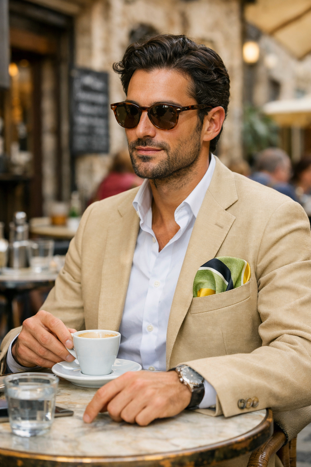 Einstecktuch grün gestreift