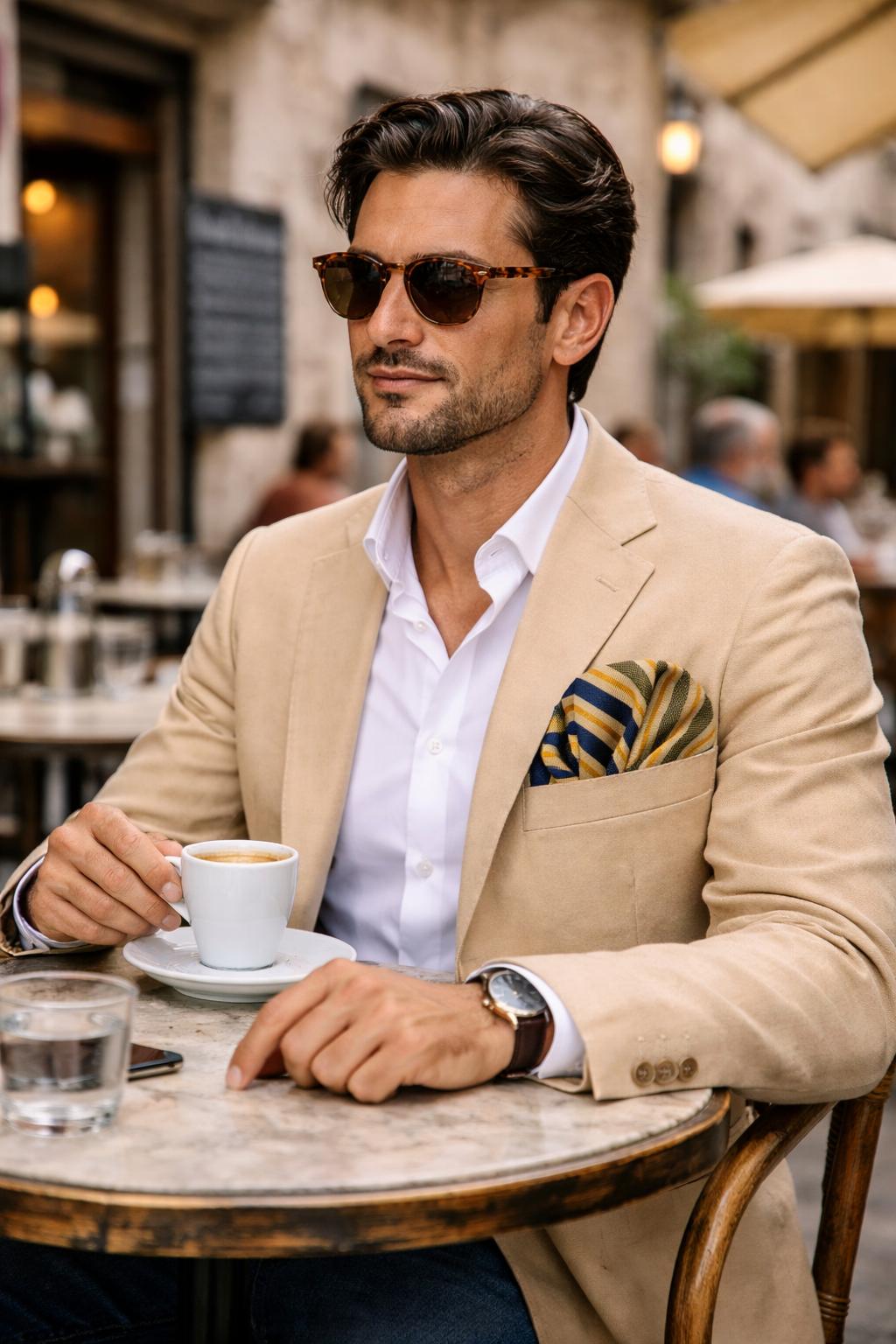 Einstecktuch grün gestreift