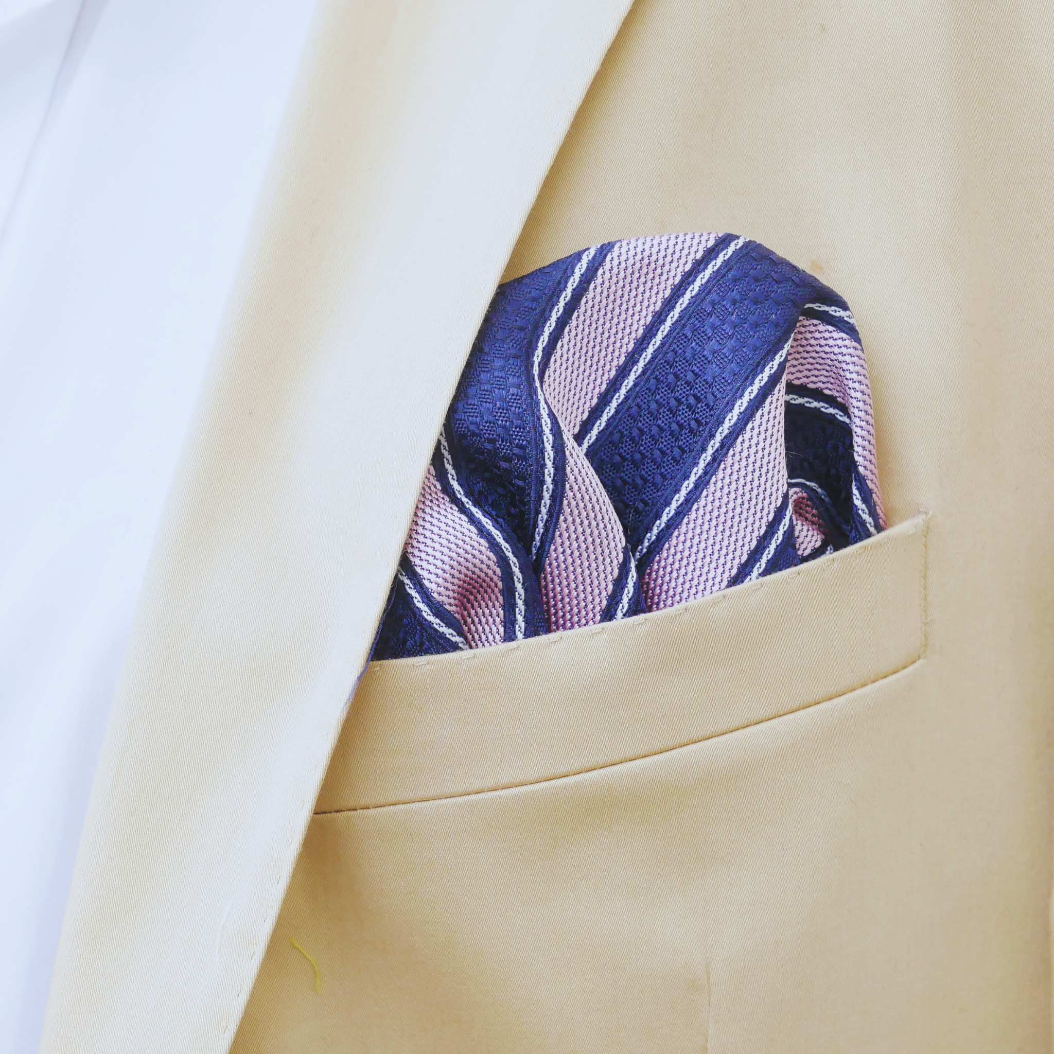 Einstecktuch blau / rosa gestreift