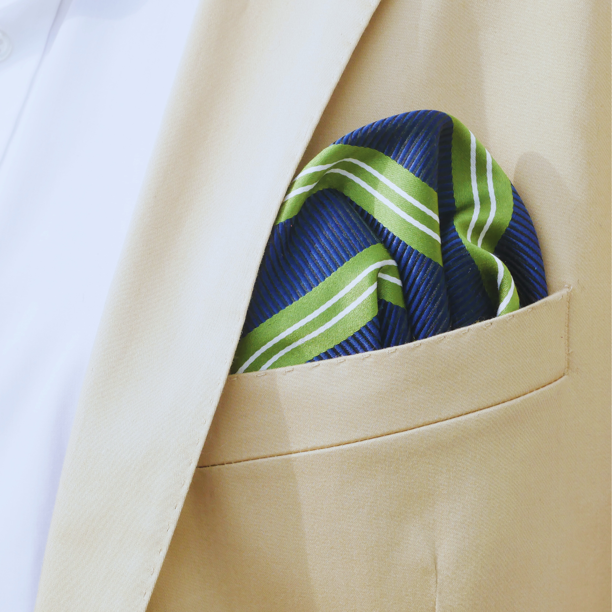 Einstecktuch grün/blau gestreift