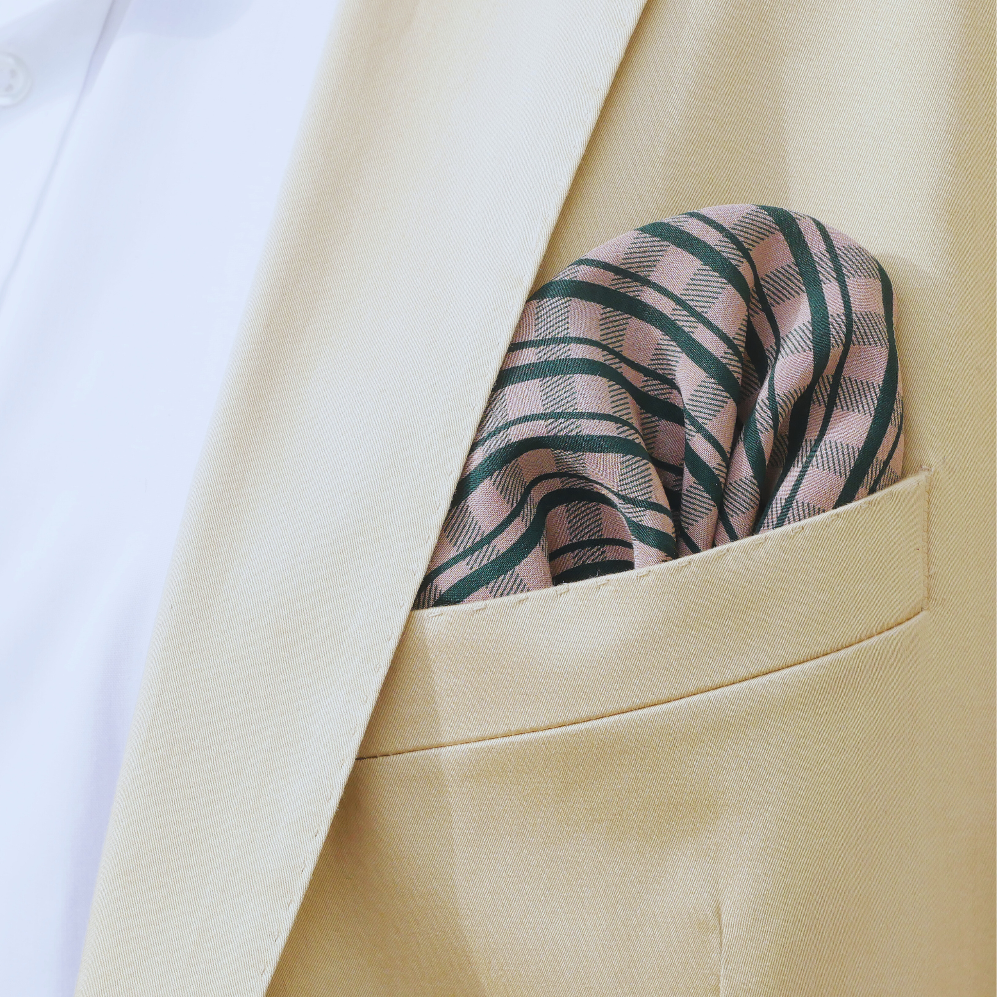 Einstecktuch grün mit beigem Karo