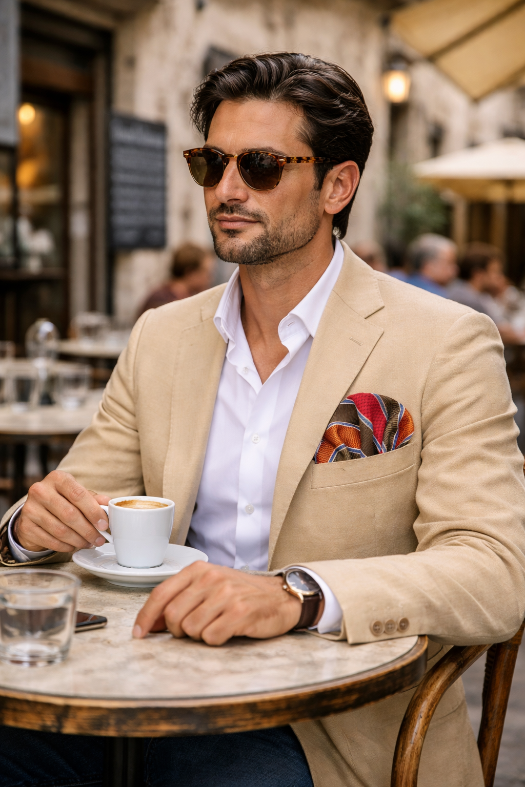 Einstecktuch grün gestreift