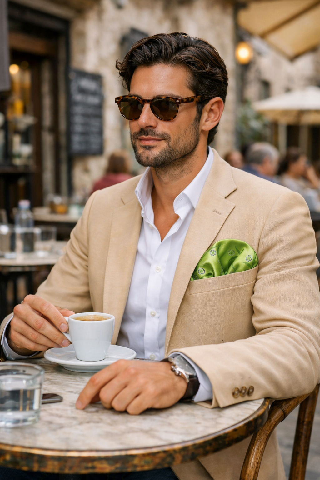 Einstecktuch grün gemustert