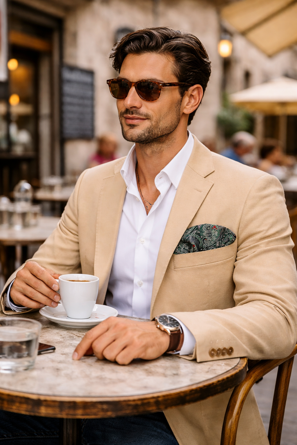 Einstecktuch grün gemustert