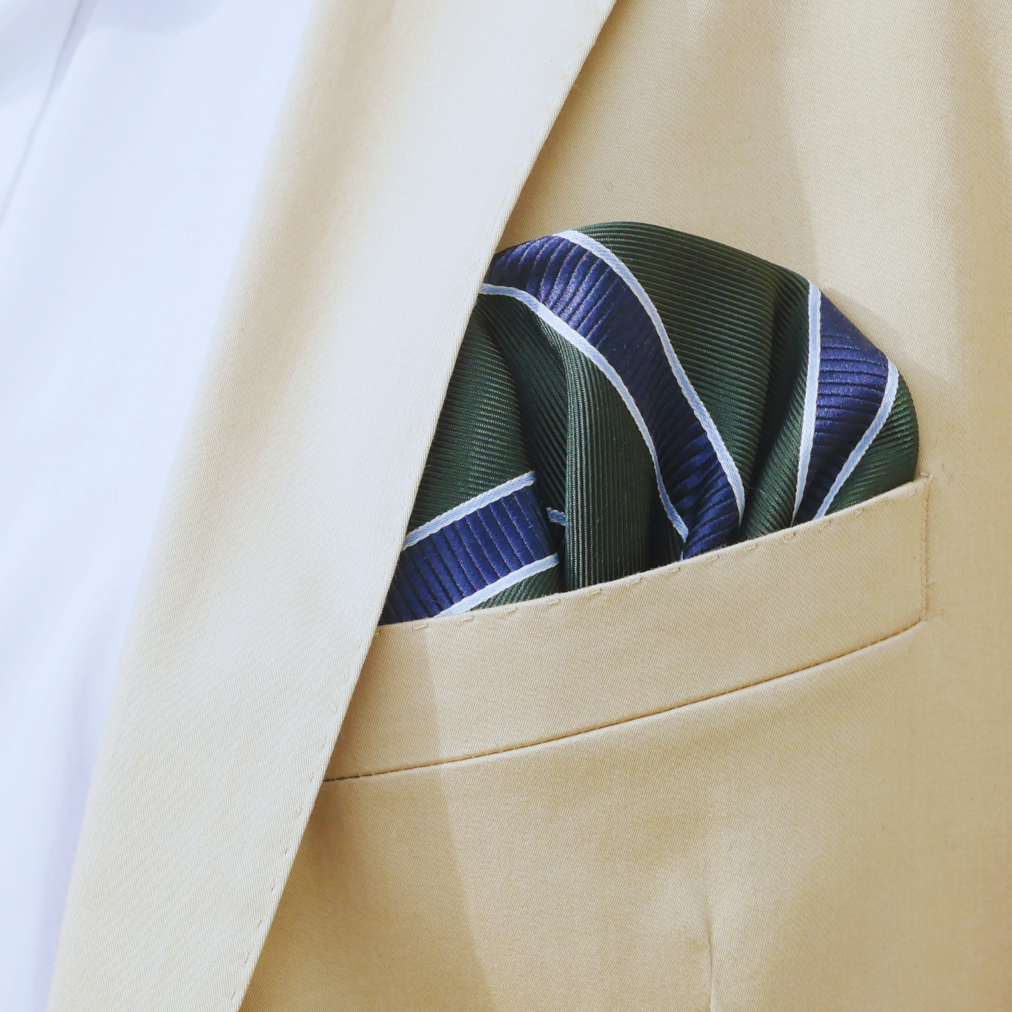 Einstecktuch grün / blau gestreift